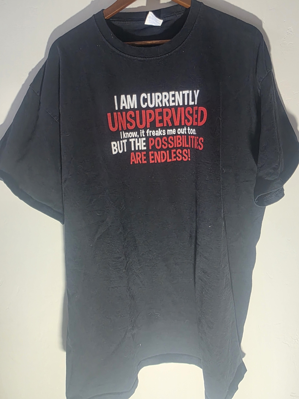 Port and Company Black Short-Sleeve Tee with Red & White Graphic